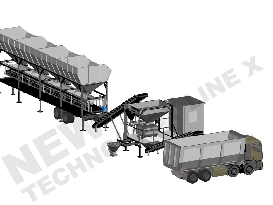 Mini węzeł betoniarski mobilny, produkcja betonu, silos cementu