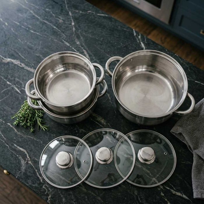 Набор кастрюль из нержавейки с крышкой кастрюля набір  каструля