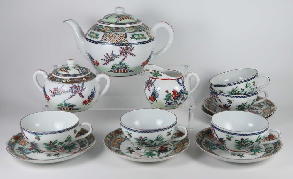 Conjunto chá porcelana da China - Galos