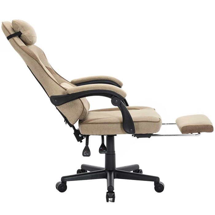 Fotel gamingowy DEUS EDGE Beżowy: Ergonomia i oddychająca tkanina