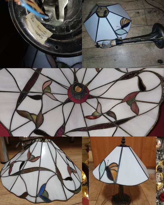 Tiffany komplet lamp, wisząca i stojąca.