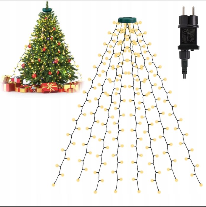 Lampki choinkowe 400 led opadające w dół na 16 wiązkach po 2m każda