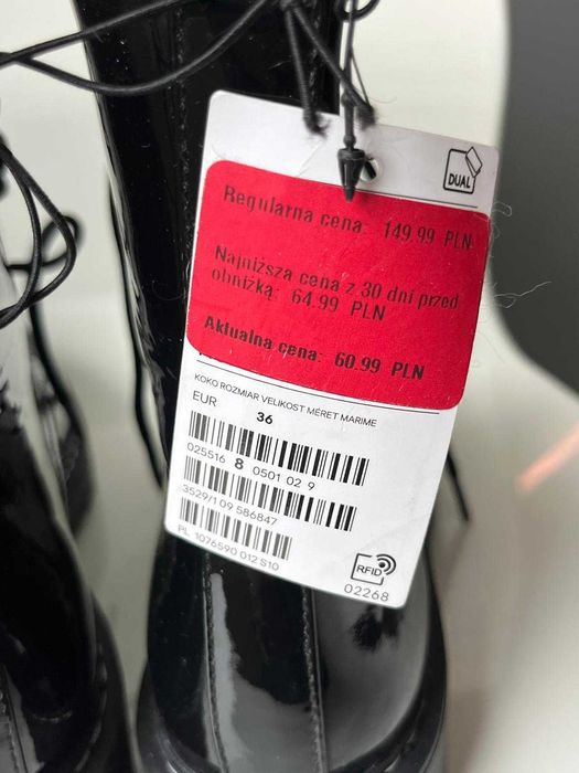 Martens H&M Lakierki Glany Nowe 36 czarne półbuty