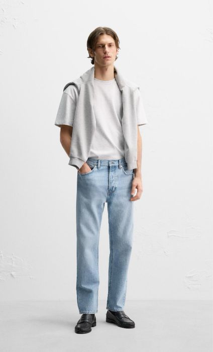 Чоловічі джинси zara straight button fly 42/32 розмір