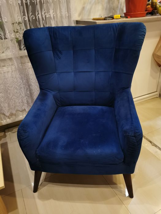 Fotel uszak granatowy