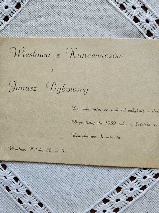 Stare powiadomienie o ślubie 1959 r