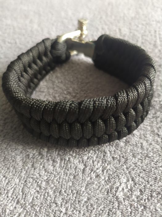 Bransoletka męska czarna pleciona survival wojskowa