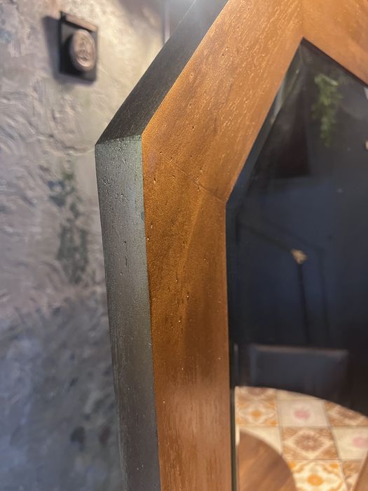 Espelho Vintage Moldura Madeira Dourada Octogonal (108.5 x 98.5 cm)