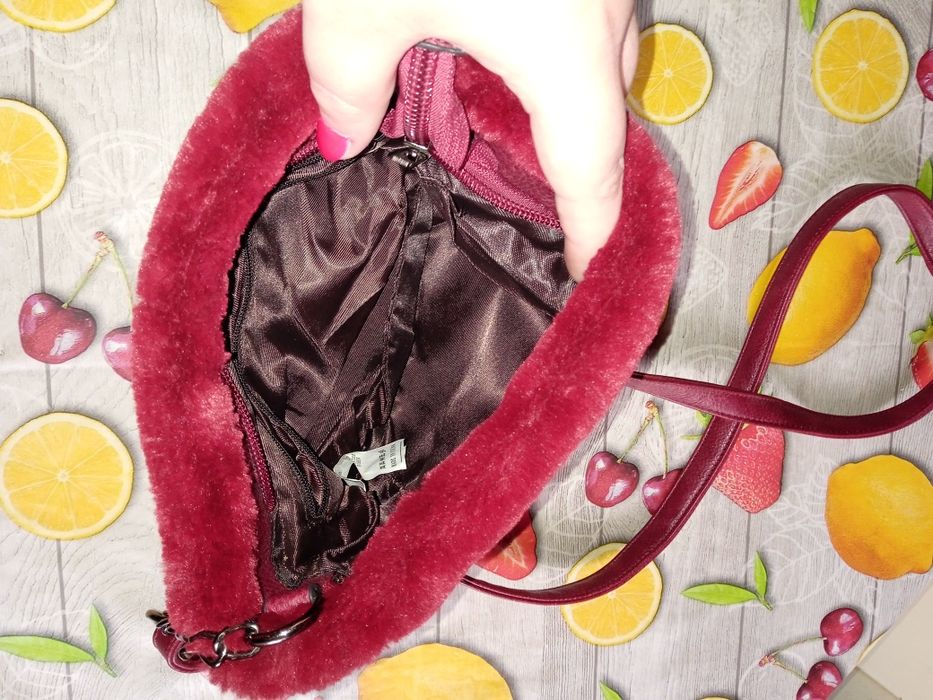 Torebka Teddi Futrzana Futrzak Bordowa