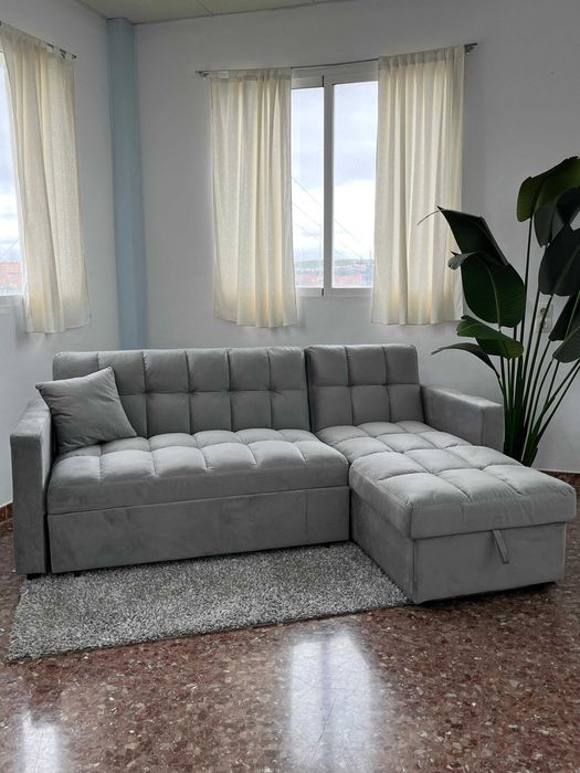sofá-cama com chaise longue e arrumação envió gratis