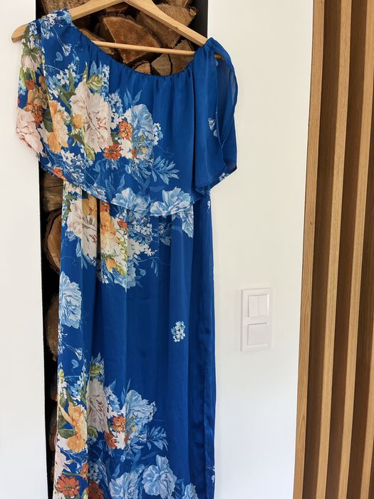 Dluga sukienka niebieska firmy zara rozmiar s