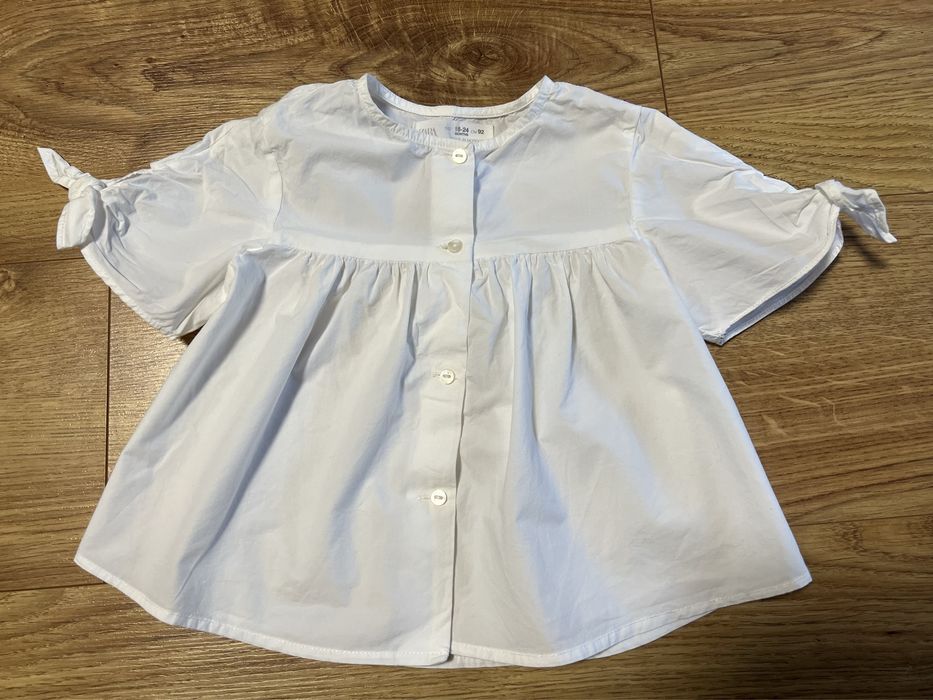 ZARA biała popelinowa koszula z wiązaniem 92