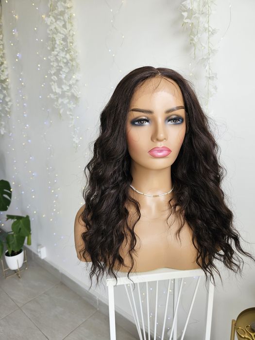 Peruka premium Iga fale natutlany brąz z refleksami 55 cm lace front