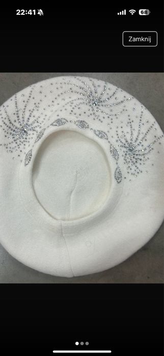 Beret dzianina cyrkonia
