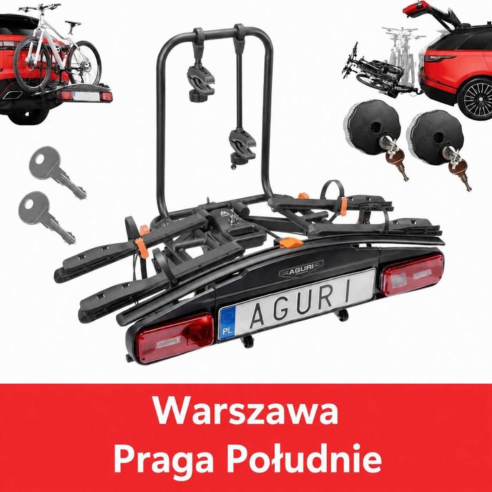 Bagażnik AGURI rowerowy platforma na hak 2 rowery e-bike black Praga ul. Grochowska 172