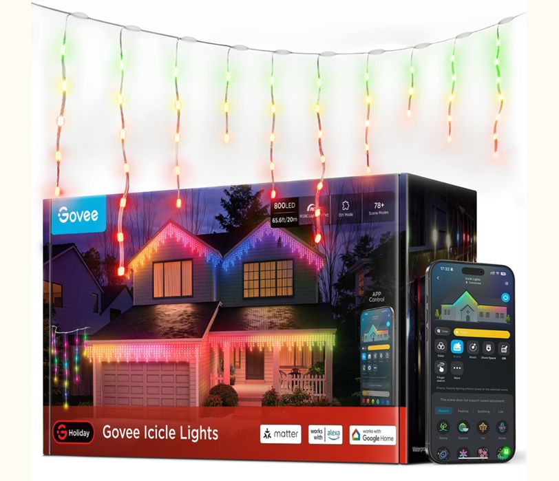 Govee Icicle Lights 20м 800 LED RGBIC | Смарт гірлянда | Alexa / Google Home | Нова