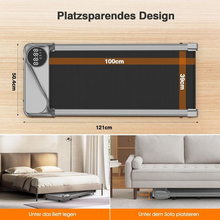 Bieżnia treningowa elektryczna do 120 kg 1-6 km/h 2,5km