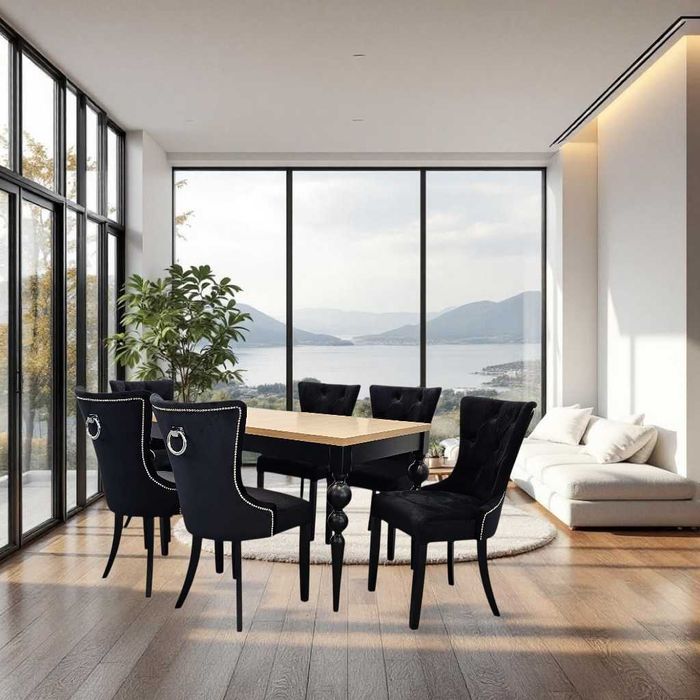 Krzesło krzesła do jadalni z kołatką pinezkami pikowane glamour salon