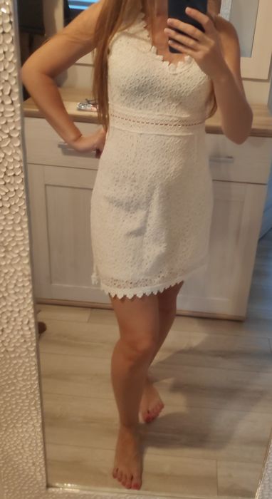 Ażurowa biala sukienka Cropp rozmiar 36