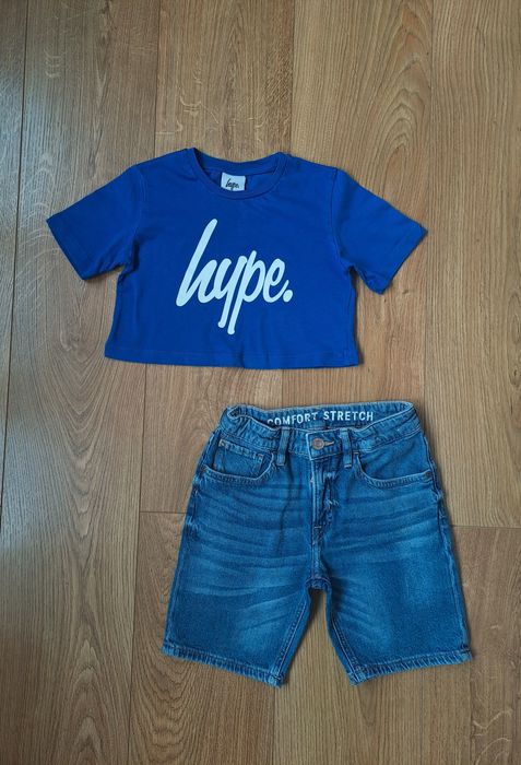 Летние синие джинсовые шорты для девочки/футболка майка топ
