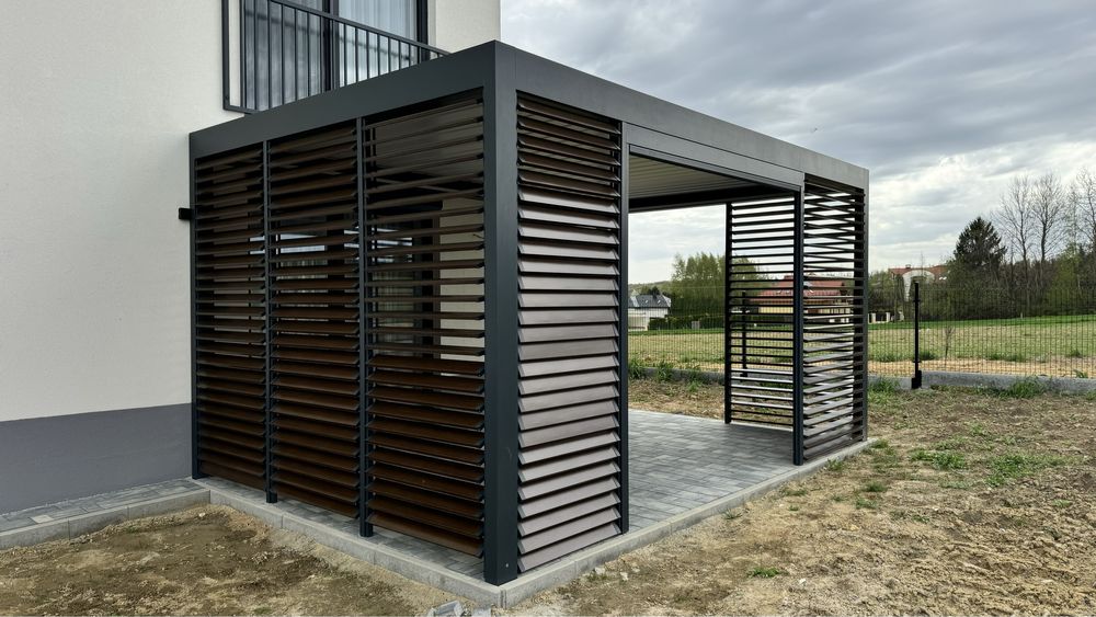 Pergola Lamelowa z otwieranym dachem, oświetleniem i montażem, 6x4m