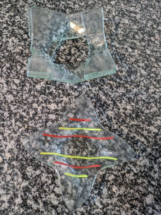 Peça decorativa - suporte de velas - chaveiro em vidro
