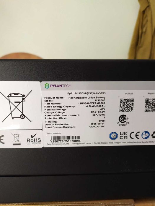 PYLONTECH US5000-1C НА СКЛАДІ вир.08/2025 5Квт*г.48В LIFEpo4 DEYE