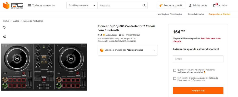 Pioneer Dj DDJ-200 Controlador 2 Canais com Bluetooth