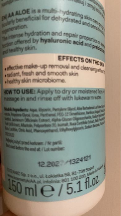 AA pianka do demakijażu Aloes 150ml