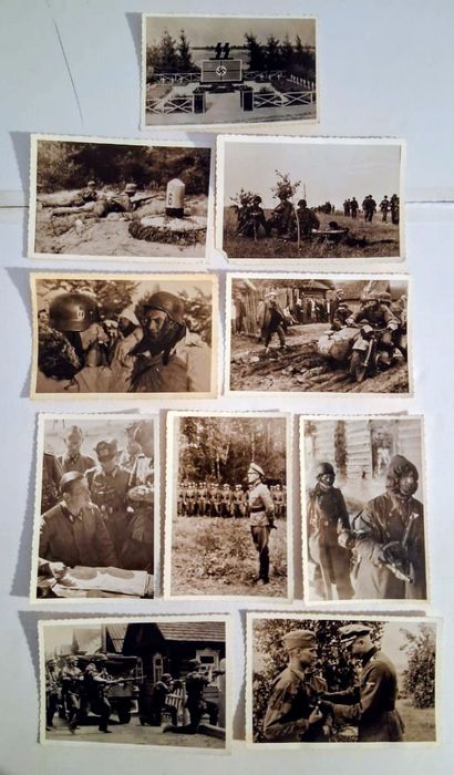 Militaria de Trincheira 10 Fotos Waffen SS  Rússia 1941