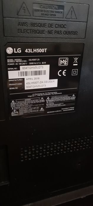 Televisor LG 43LH500T para peças ou reparar