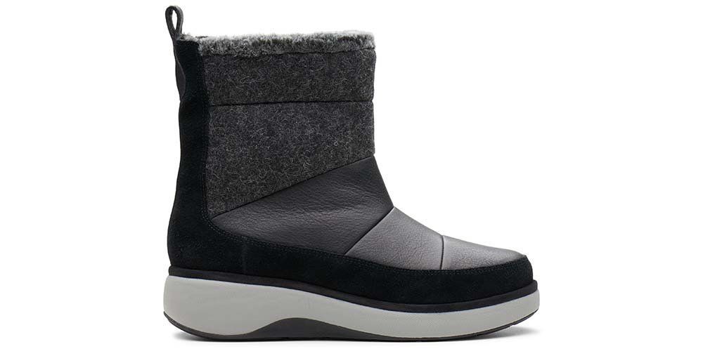 Clarks Botki Damskie Śniegowce - Un Vista Walk2 - r 36 - czarna skóra
