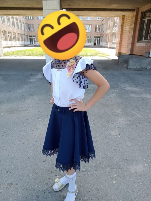 Юбка школьная синяя 140-146 см