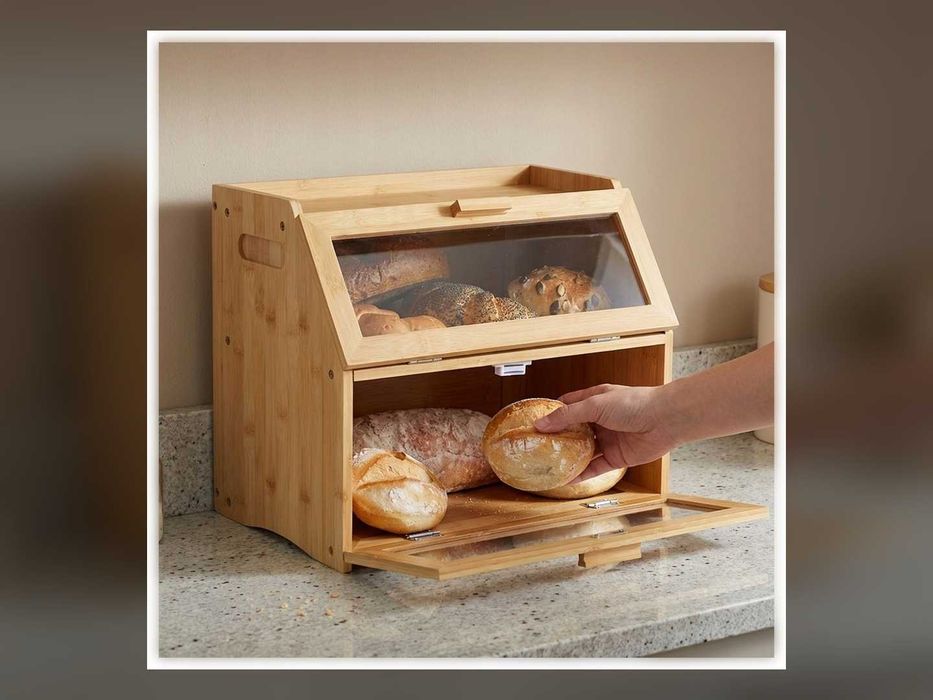Chlebak bambusowy dwupoziomowy 39x25x32 cm Vilde
