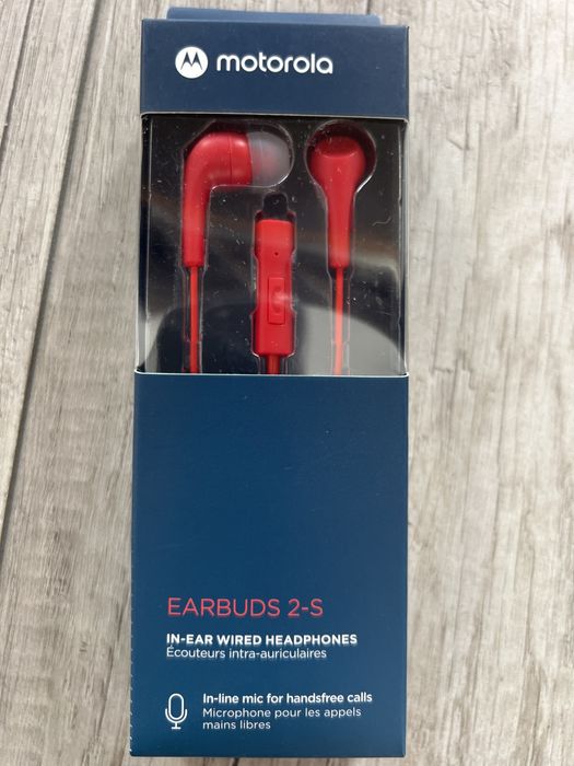 Słuchawki douszne z mikrofonem motorola czerwone Nowe