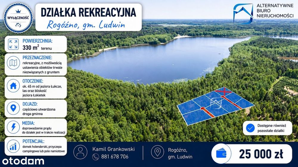 Działki rekreacyjne - 45 metrów od jeziora Łukcze