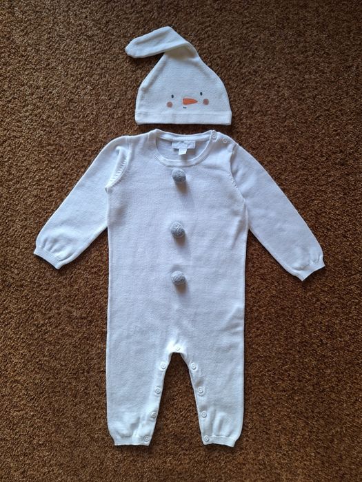 Слип Снеговик, шапочка в подарок 9-12 месяцев 80 см