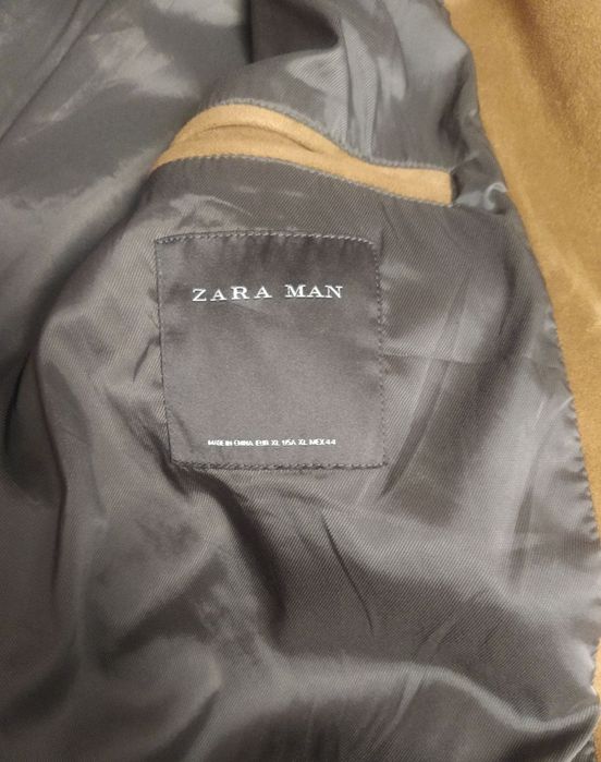 Куртка-косуха коричнева чоловiча велюрова zara man