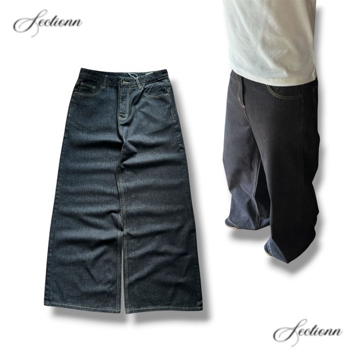 Raw Denim Wide Black Baggy Jeans Чорні Широкі Джинси Сирий Денім Racer Jaded London Skater y2k sk8 Bootcut Буткат Базові Штани Черные Рав Деним Джинсы