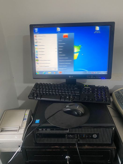 Computador hp, torre, monitor, teclado e rato