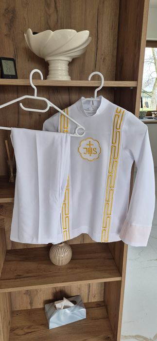 Alba Komunijna chlopieca 125-130 cm + spodnie białe