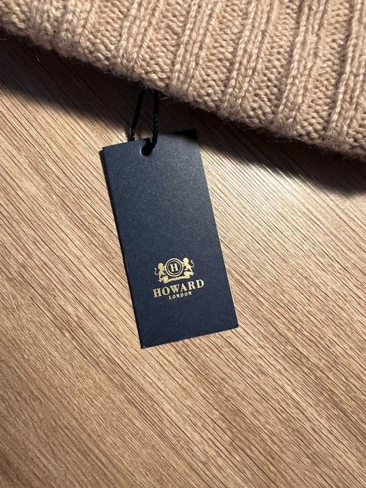Czapka kaszmirowa Howard London 100% kaszmir beżowa beige