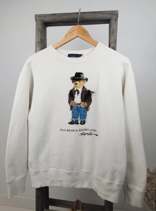 Bluza kremowa Ralph Lauren miś kapelusz jeans r. XS oversize