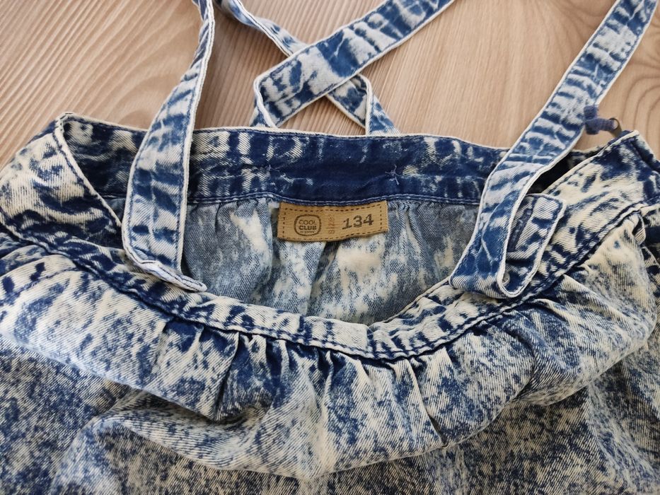 Spódnica jeansowa na szelkach cool club 134