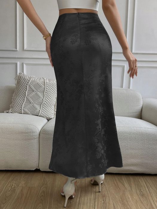 Spódnica Satynowa Maxi W Subtelne Kwiaty Shein Xs