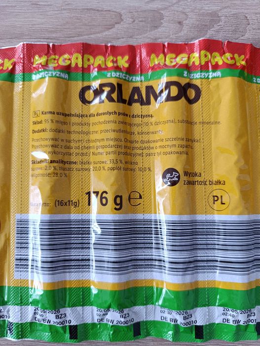 Orlando pałeczki z dziczyzną dla psa 12 sztuk 11 gram 95%