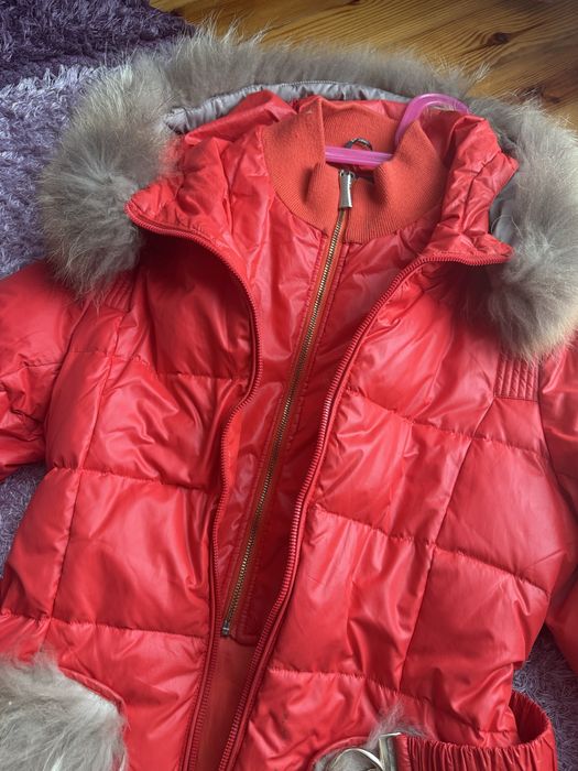 Червона куртка дитяча  з натуральним хутром