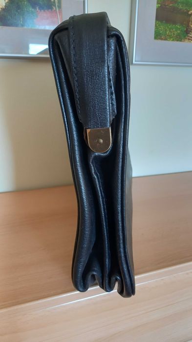 Biglowa skórzana teczka męska, vintage, NRD 1977