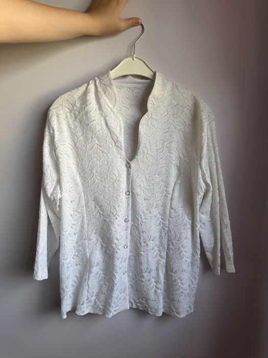 Elegancka biała koszula we wzór XL