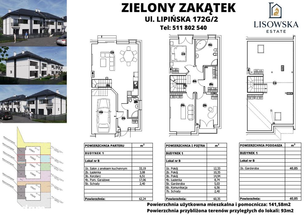 Segment Bliźniak Dom z Garażem ok 148m ul. Lipińska Wołomin